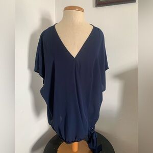 West Kei Ciyonna Faux Wrap Blouse in Navy